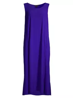 Шелковое платье миди с овальным вырезом Eileen Fisher, фиолетовый
