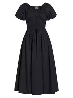 Платье миди Cecile из поплина Ulla Johnson, цвет noir