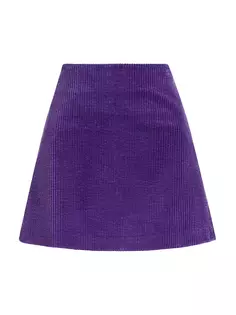 Вельветовая мини-юбка с высокой талией Ganni, фиолетовый