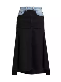 Контрастная джинсовая юбка-миди Victoria Beckham, цвет contrast wash