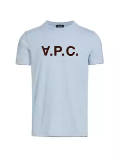 Флокированная футболка с логотипом A.P.C., цвет washed indigo