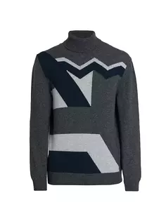 Кашемировый свитер с интарсией Kiton, серый