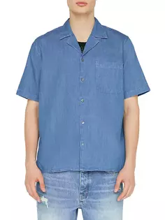 Рубашка с льняным воротником из шамбре Frame, цвет salt water