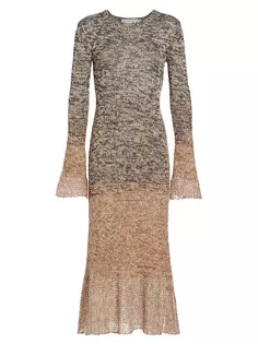 Платье-свитер миди из смесовой шерсти с разноцветными узорами Proenza Schouler White Label, цвет dark camel melange