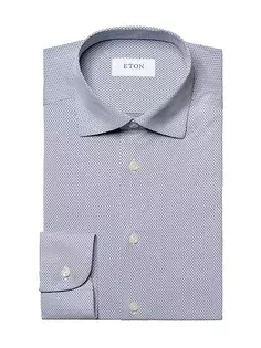 Однотонная эластичная рубашка приталенного кроя с фактурной текстурой, эластичная в четырех направлениях Eton, синий