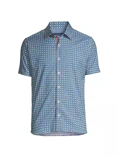 Рубашка на пуговицах с геометрическим рисунком Stone Rose, синий