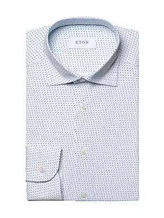 Рубашка приталенного кроя, растягивающаяся в четырех направлениях, в горошек Eton, синий