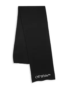 Шерстяной шарф книжной вязки Off-White, цвет black silver
