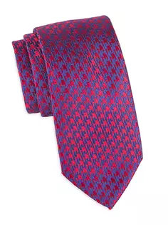 Шелковый жаккардовый галстук с узором «гусиные лапки» Charvet, синий