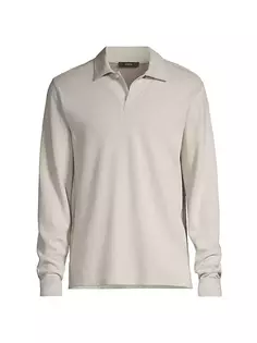 Двусторонняя рубашка-поло из хлопковой смеси с длинными рукавами Vince, цвет stone dune grey