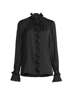 Блуза Michelle из шелковой смеси с рюшами Ungaro, черный