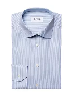 Рубашка из хлопкового тенселя в полоску современного кроя Eton, синий