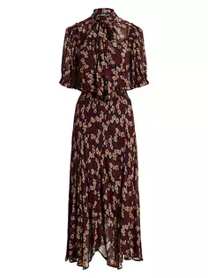 Платье макси с цветочным принтом и платком Polo Ralph Lauren, цвет fall poppy floral