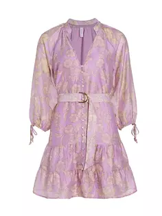 Мини-платье Elzette Babydoll с поясом Kivari, цвет lilac floral