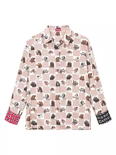 Рубашка с собакой в клетку Martha Staud, цвет camel dog check