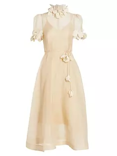 Платье миди с цветочным принтом Luminosity Lift Off Zimmermann, цвет cream