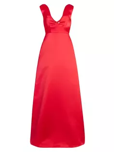 Атласное платье Filippa с v-образным вырезом Emilia Wickstead, красный