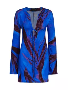Трикотажное мини-платье с абстрактным вырезом и V-образным вырезом Louisa Ballou, фиолетовый