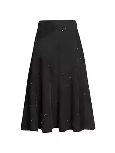 Замшевая юбка-миди в стиле пэчворк Chloé, черный Chloe