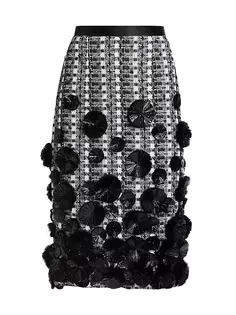 Твидовая юбка-карандаш с вышивкой «Женственность» Frederick Anderson, белый