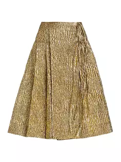 Плиссированная юбка-миди с эффектом металлик Simone Rocha, золото