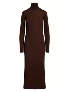 Платье-миди из смесовой шерсти с высоким воротником Polo Ralph Lauren, цвет dark brown