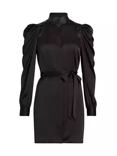 Шелковое мини-платье Gillian с пышными рукавами Frame, цвет noir