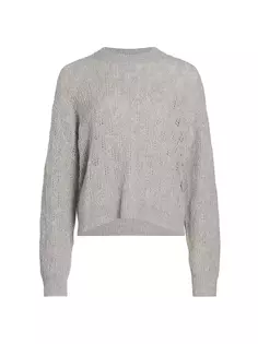 Кашемировый свитер вязки пуантелле с круглым вырезом Naadam, цвет cement