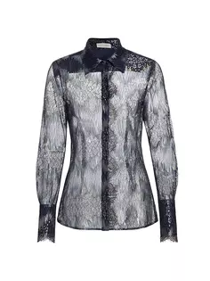 Кружевная рубашка Nora с эффектом металлик Ramy Brook, цвет navy lurex chevron lace