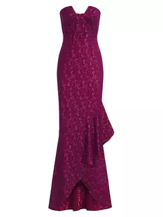 Платье Aimee из эластичного жаккарда без бретелек Theia, цвет sangria