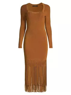 Платье миди Mila с длинными рукавами и бахромой Toccin, цвет bronze