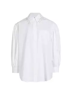 Рубашка с объемными рукавами из искусственного жемчуга Simone Rocha, цвет white pearl