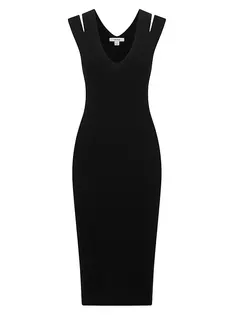 Платье миди в рубчик с вырезом Kara Reiss, черный