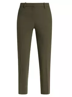 Укороченные брюки прямого кроя Treeca из эластичной шерсти Theory, цвет olive green