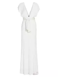 Платье с глубоким вырезом и V-образным вырезом, расшитое пайетками Rotate Birger Christensen, цвет egret