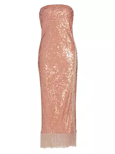 Платье миди Amora с бахромой и пайетками Cinq À Sept, цвет blusher