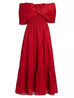 Многоярусное платье миди Loren с открытыми плечами Sea, цвет ruby