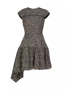 Асимметричное мини-платье из твида с мишурой Jason Wu Collection, черный