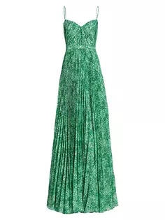 Шифоновое платье макси с принтом Sylvia Ml Monique Lhuillier, цвет spotted jade