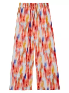 Широкие брюки из хлопка и шелка с размытым цветочным принтом Vilebrequin, многоцветный