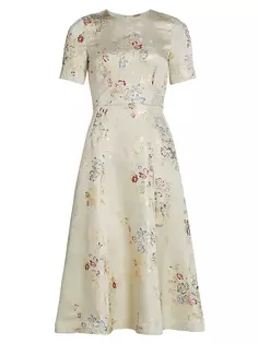 Жаккардовое платье миди Eloise с цветочным принтом Adam Lippes, мультиколор