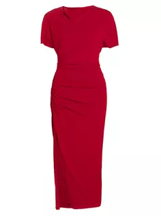 Платье-футляр из джерси со сборками и разрезом Jason Wu Collection, красный