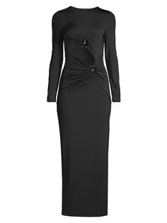 Платье макси Neve стрейч с вырезами Bardot, черный
