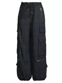 Укороченные брюки-карго в клетку Cynthia Rowley, цвет blackwatch