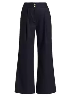 Расклешенные брюки Kuna со складками спереди Veronica Beard, темно-синий