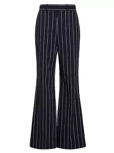 Расклешенные брюки для эффектных брюк из смесового хлопка Rosie Assoulin, цвет navy pinstripe