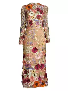 Платье миди с цветочной аппликацией Shannon Elliatt, мультиколор