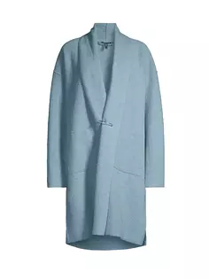 Шерстяное пальто с шалью длиной до колена Eileen Fisher, синий