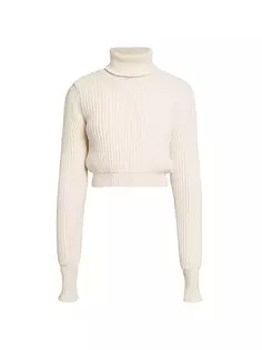 Укороченный шерстяной свитер с высоким воротником Dolce&amp;Gabbana, белый