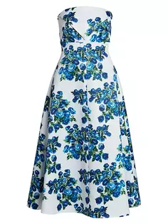Платье миди без бретелек Simran с цветочным принтом Emilia Wickstead, цвет blue flower bouquet
